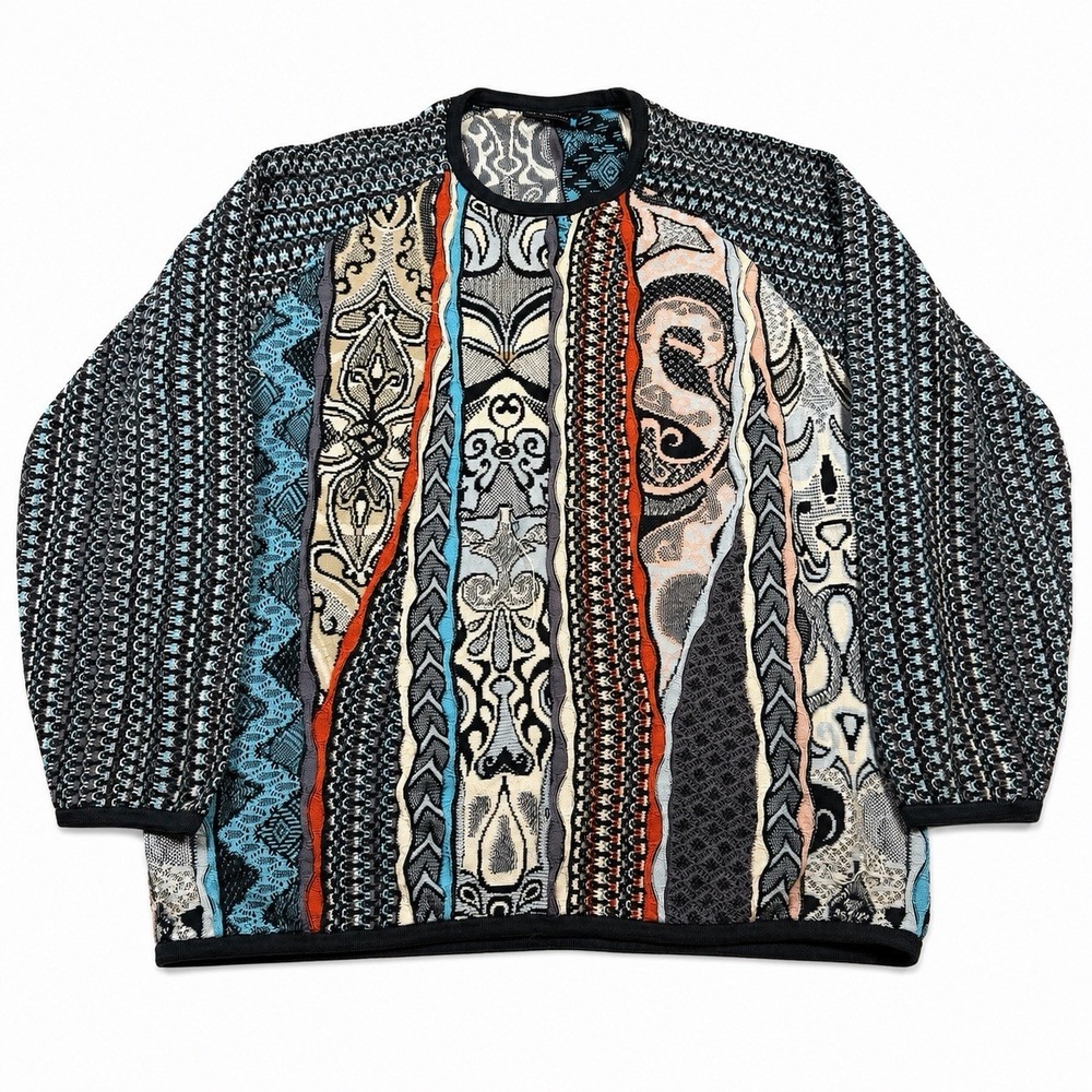 Vintage COOGI Australia 3D Knit Sweater Men's XL Multicolor Biggie 90s READ